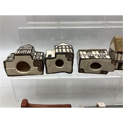 Twenty studio pottery figures of houses and cottages, comprising seventeen Mudlen End Studio Felsham Suffolk examples and two John Putman's Heritage Houses examples