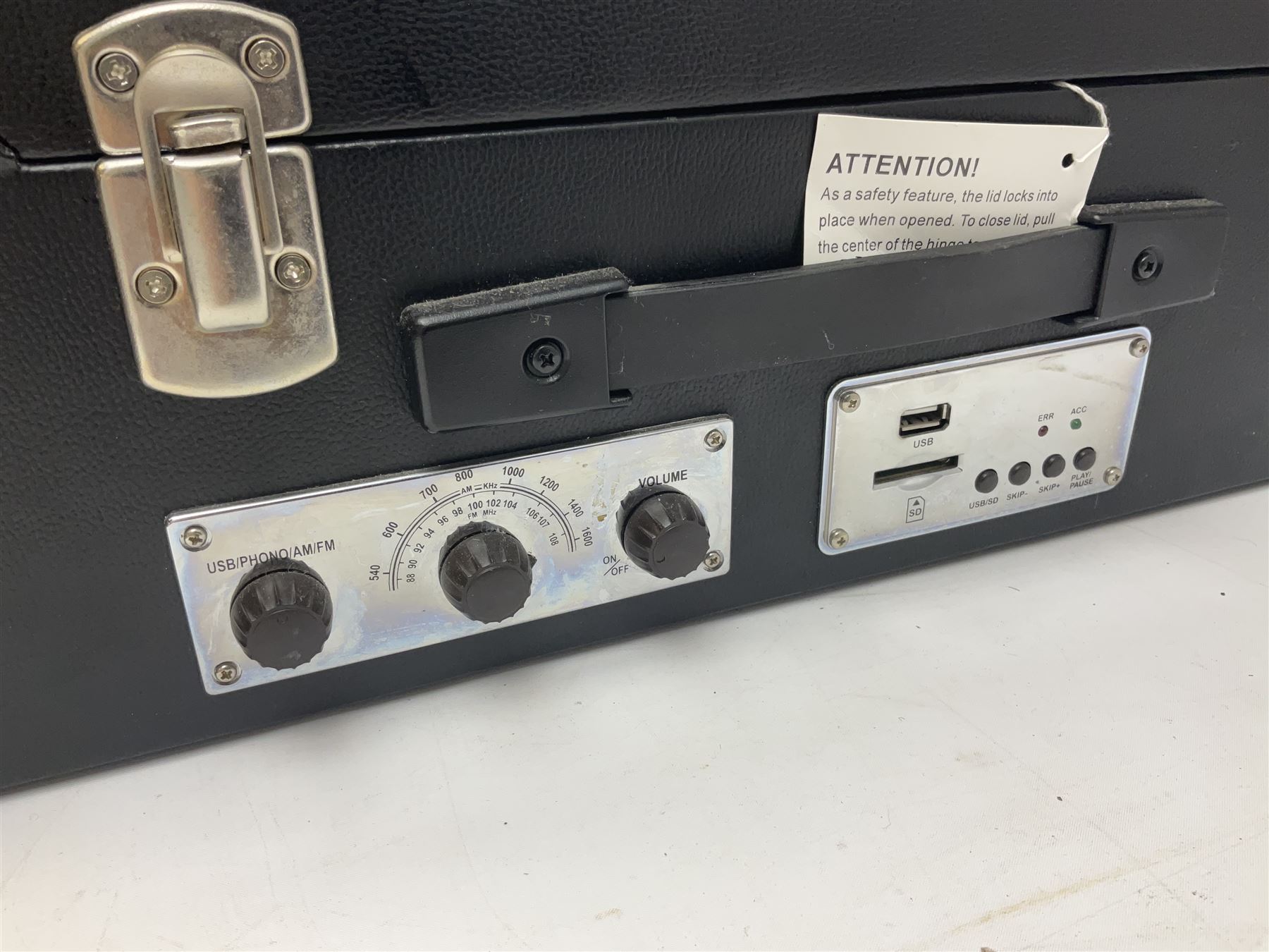 Large quantity of vinyl LPs, predominantly rock and pop, to include Elvis, Elton John, The Kinks, Deep Purple, Eurythmics, Whitney Houston, Phil Collins, Rolling Stones etc, in three boxes, together with quantity of 45 rpm records, Steepletone SRP1R-11 record player and record carry case