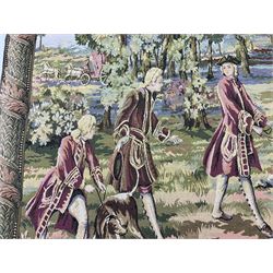 Large wall tapestry, depicting a hunting scene, H165cm, L165cm