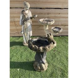 Cast stone garden figure and two bird baths  - THIS LOT IS TO BE COLLECTED BY APPOINTMENT FROM DUGGLEBY STORAGE, GREAT HILL, EASTFIELD, SCARBOROUGH, YO11 3TX