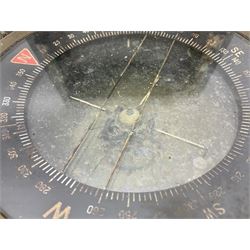  WWII period Type P10 aircraft compass, 16.5cm diameter brass rim marked “Type P10” and “No 1130B”, spring mounted onto brass base with Air Ministry plate marked “Crown A.M. No 6A.1671”; in original grey painted wooden box