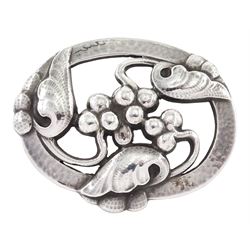 Georg Jensen silver 'Moonlight Grapes' brooch No. 101, London import mark 1995
