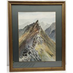 E Greig Hall (British 20th century): 'Striding Edge Helvellyn', watercolour signed, titled and dated '73 verso; 'Summer in Wharfedale' and Yorkshire Landscape, two watercolours signed E Shillito, max 49cm x 37cm (3)