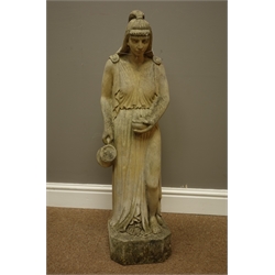  'Selby Stone' stone effect figure of a classical woman carrying jugs, H87cm  