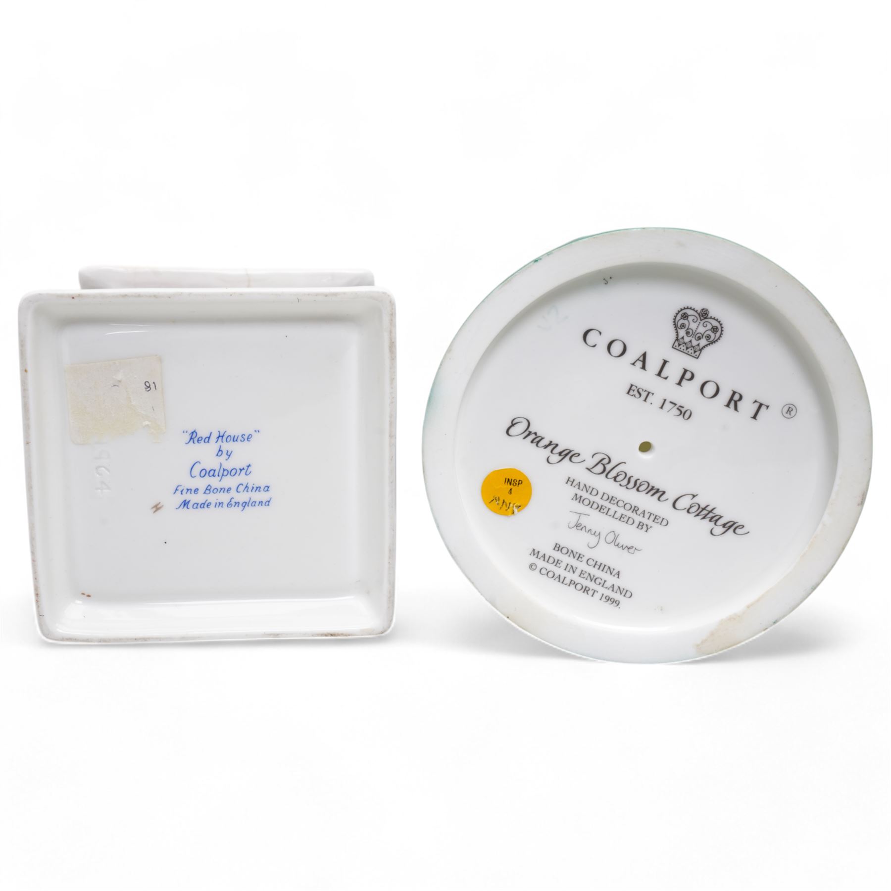 Collection of eight Coalport houses including Village Church, Orange Blossom Cottage, Red House, Swiss Cottage etc