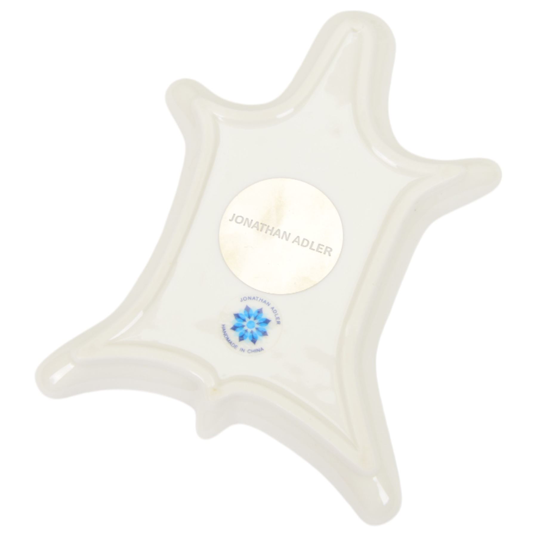 Four Jonathan Adler items, to include Op Art Lacquer box, in black and white geometric pattern, acrylic black Bel Air Scoop vase, Zebra Stacking dish and a white matte photograph frame, together with an Alexandra Von Frustenberg acrylic box with black and white geometric pattern