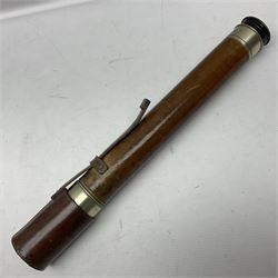 W Ottway & Co Ltd Ealing London single-draw telescope pattern 373, dated 1941 with broad arrow mark; sliding lens shroud and leather covered body with captive lens cover, serial no.2669, L60cm fully extended