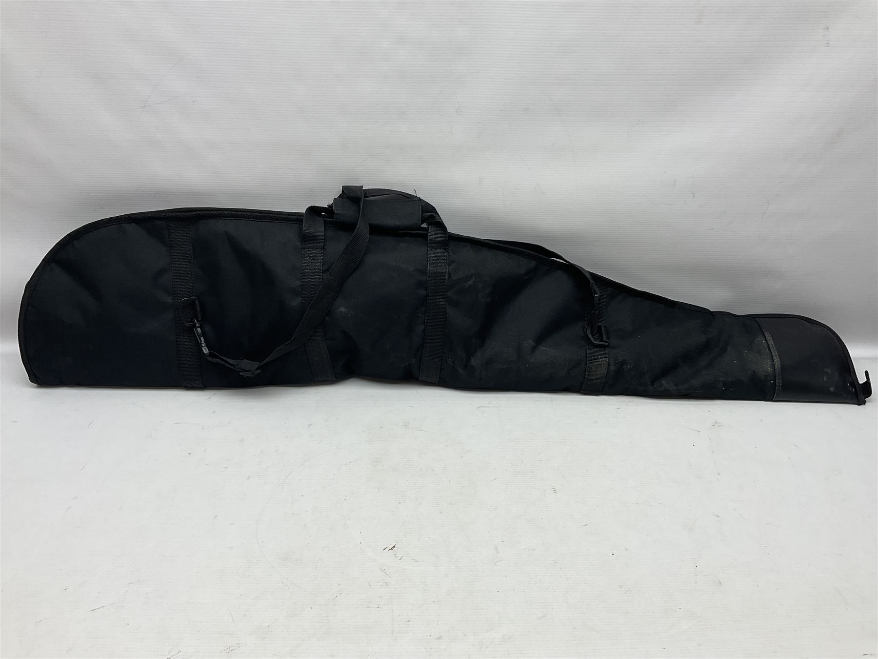 Lee Enfield Sentry Model 705 .22 cal. PCP rifle, with Nikko Stirling Mountmaster 4-12 x 50 scope and wooden stock with pistol grip; serial  no.112117897, L104.5cm overall; in soft carrying case  NB: AGE RESTRICTIONS APPLY TO THE PURCHASE OF AIR WEAPONS.