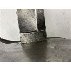 19th century Imperial German army heavy cavalry officers sword by Schnitzler and Kirschbaum, with 89cm single fullered steel blade and sheet steel basket hilt with teardrop cut-out and wire-bound leather grip L107.5cm overall; in steel scabbard with two suspension rings; and British Army 1822 Pattern Infantry Officer's sword in associated scabbard (2)