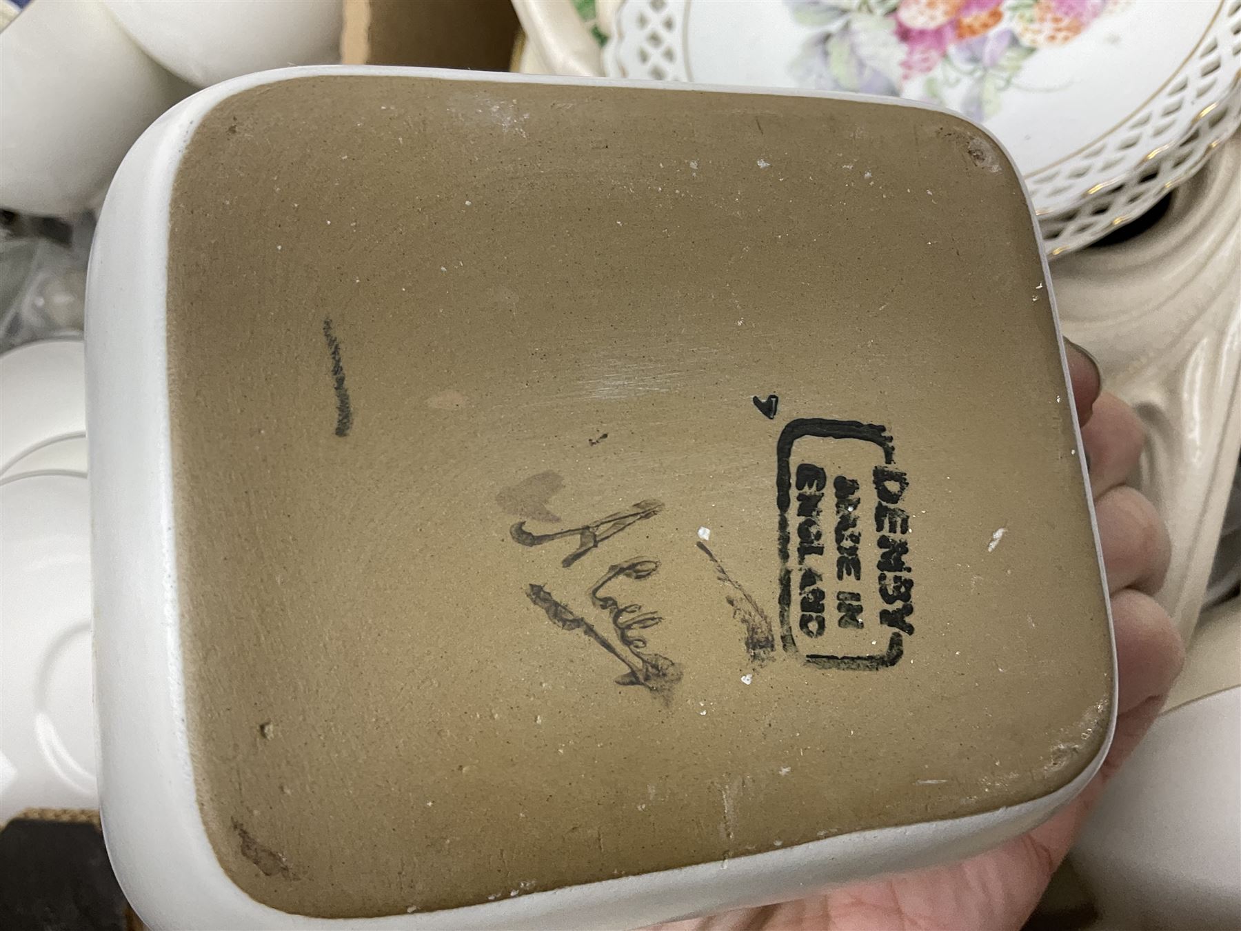 Royal Doulton langdale platinum, together with other ceramics, in two boxes 