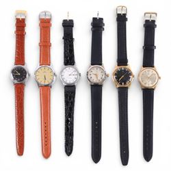 Six wristwatches including Zenith manual and automatic, two Tudor, Omega and a Tudor manual in an Elgin Ordnance Department USA case