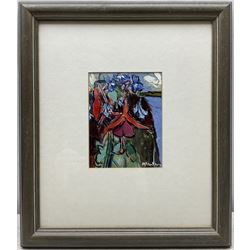 Donald Manson (Scottish 1948-): 'Flowers', gouache signed, artist's 'Renfrewshire' address label verso 14.5cm x 11.5cm
Provenance: with The Open Eye Gallery, Edinburgh, label verso 