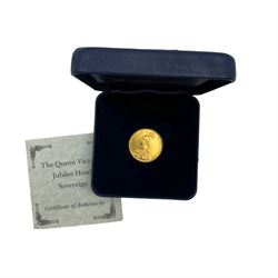 Queen Victoria 1890 gold full sovereign coin, housed in a modern case
