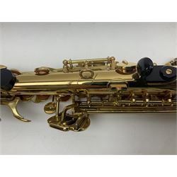 Jupiter JPS-749-547 soprano saxophone, serial no.636624; in fitted carrying case with accessories.