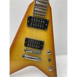 Shine offset V-shaped six string electric guitar, in fitted case