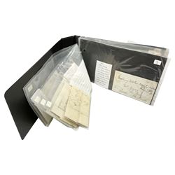 Postal history - comprising twenty seven letters / entires / fronts, including pre-stamp examples from the late 18th century, pre-paid examples and official paid examples, housed in a ring binder album