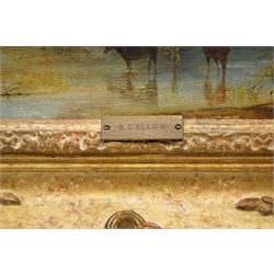 George Dodgson Callow (British 1829-1875): Cows Wading through a Calm River, oil on canvas unsigned 22cm x 30cm