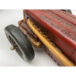 Four Franklin Mint Precision Models, one with hardwood body; large reproduction model of a vintage racing car L52cm; and four other modern metal/wooden models of vintage cars; all unboxed (9)