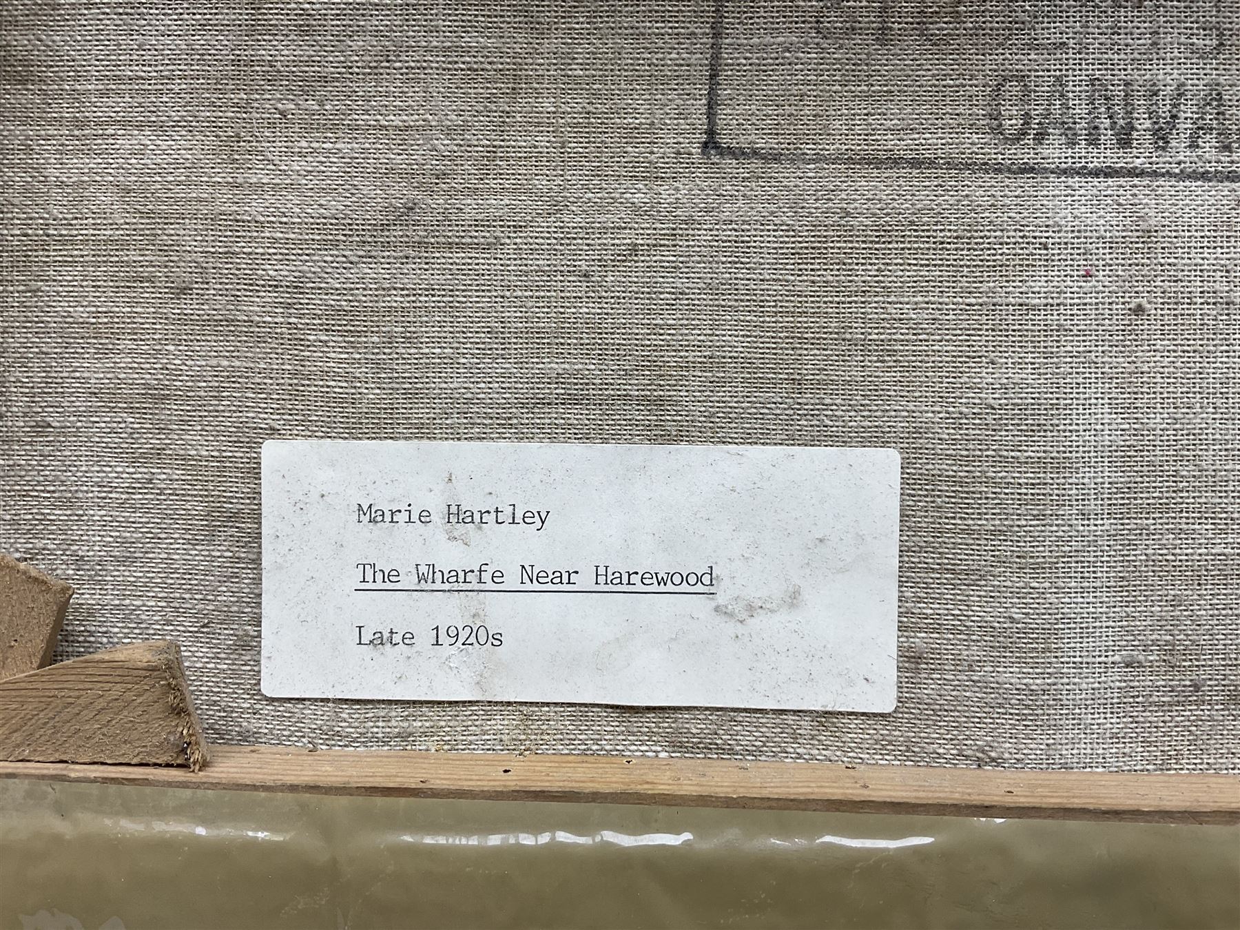 Marie Hartley (Yorkshire 1905-2006): 'The Wharfe near Harewood', oil on canvas signed, titled on printed label verso 25cm x 35cm 