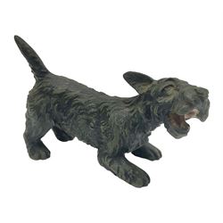 After Bergmann, two cold painted bronze figure modelled as a dog, H4cm