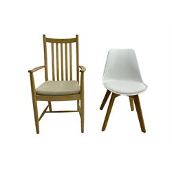 Modern Ash carver chair and another 