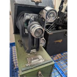 Collection of projectors, including Bell & Howell 613 cine projector, E J Arnold slide projector, Bolex home projector, Aldis 303, Bell & Howell Filmo 57 model projector, Leitz Wetzlar Pradovit Color, Kodak Instamatic M55L movie projector and a Gnome slide projector