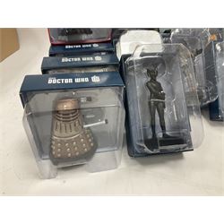 'Dr. Who' - Eaglemoss periodical Figurine Collection comprising seventy-five figures, two still packaged with original magazine; together with Special Issue 21 'Dalek Gunship' in factory sealed bag with magazine; all boxed, most with factory tie-downs (some duplications)
