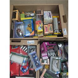 Collection of boxed diecast vehicles, including Triang Minic Ship, Corgi, Vanguards, Dinky and Matchbox examples, in three boxes