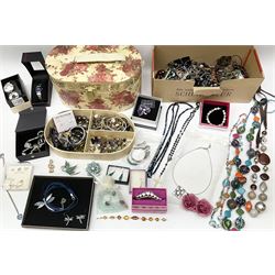Collection of costume jewellery and watches