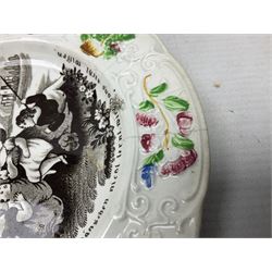 Collection of 19th century William Smith & Co nursery plates, to include examples decorated in the pastime series, and similar, all with moulded floral borders