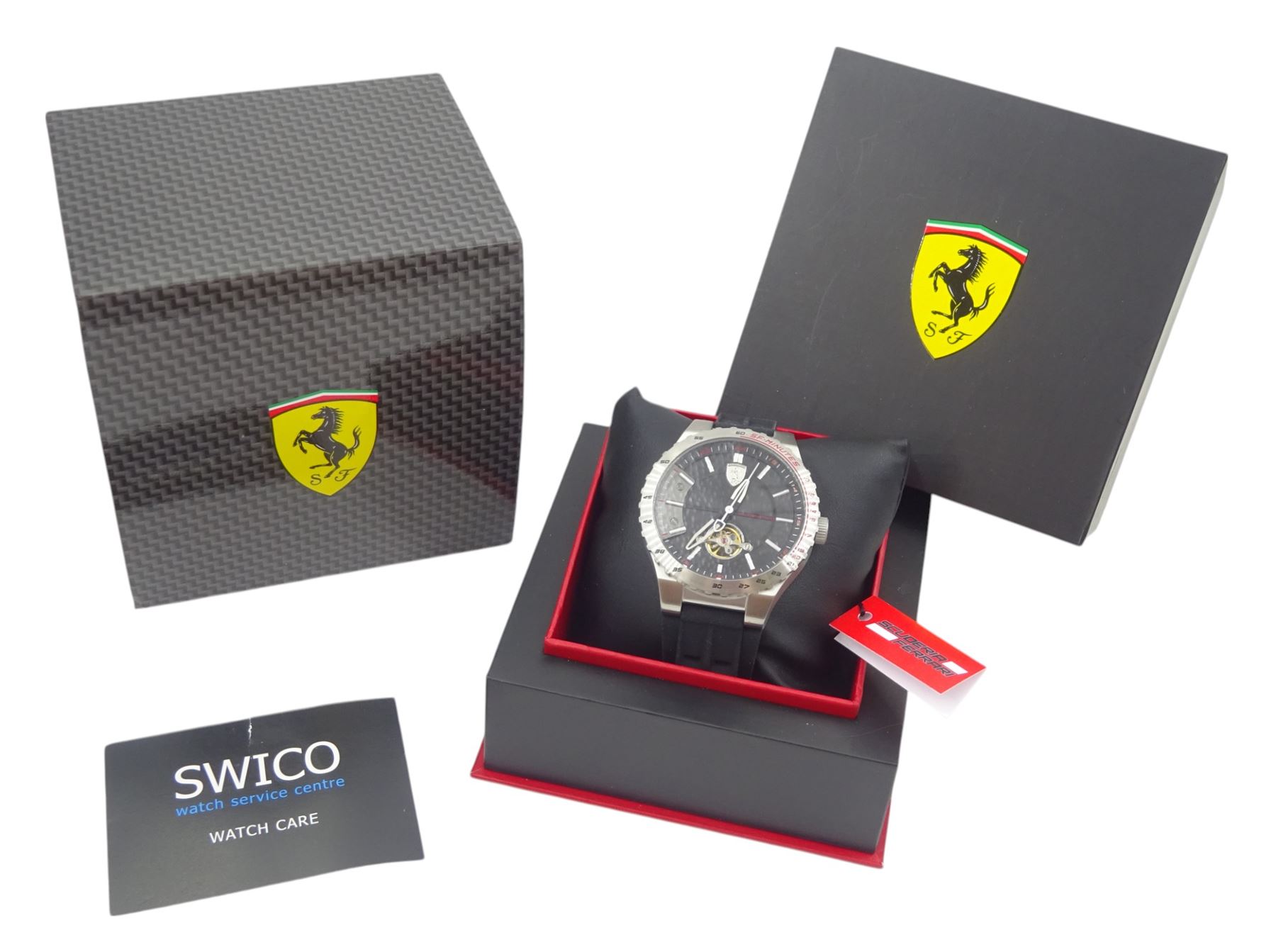 Ferrari Speciale Evo gentleman's stainless steel automatic wristwatch, Ref. SF.36.1.14.0315, on original rubber strap, boxed with papers