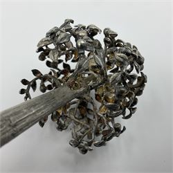 Modern silver and silver-gilt model of a partridge in a pear tree, hallmarked London 1979, maker's mark RFE, H9.5cm