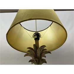 Composite table lamp, modelled as a gilt pineapple, with a mustard velvet shade, H62cm