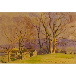  Rural Village Landscape, watercolour signed by Fred Lawson (British 1888-1968) 18.5cm x 27.5cm  