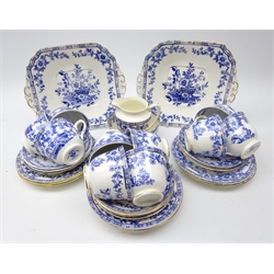  Royal Albion 'Burmah' pattern blue & white tea set, ten settings   