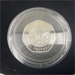 The Royal Mint United Kingdom 2019 'Celebrating 50 Years of the 50p' silver proof piedfort coin set, cased with certificate