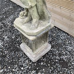 Cast stone garden figure of a woman with arms raised - THIS LOT IS TO BE COLLECTED BY APPOINTMENT FROM DUGGLEBY STORAGE, GREAT HILL, EASTFIELD, SCARBOROUGH, YO11 3TX