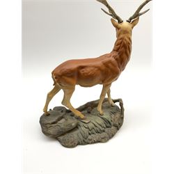A Beswick Connoisseur matt model of a Stag upon a rocky modelled base, 2629