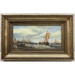 Brian Mays (British 1938-2005): Dutch Shipping off the Coast, oil on canvas indistinctly signed 24.5cm 49.5cm 
Provenance: direct from the family of the artist.