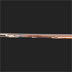 Brown Bess flintlock musket, 37in barrel, action marked with crowned GR and Tower, with brass mounts, the thinned butt marked 38, sling swivels, steel ramrod, overall L132cm
