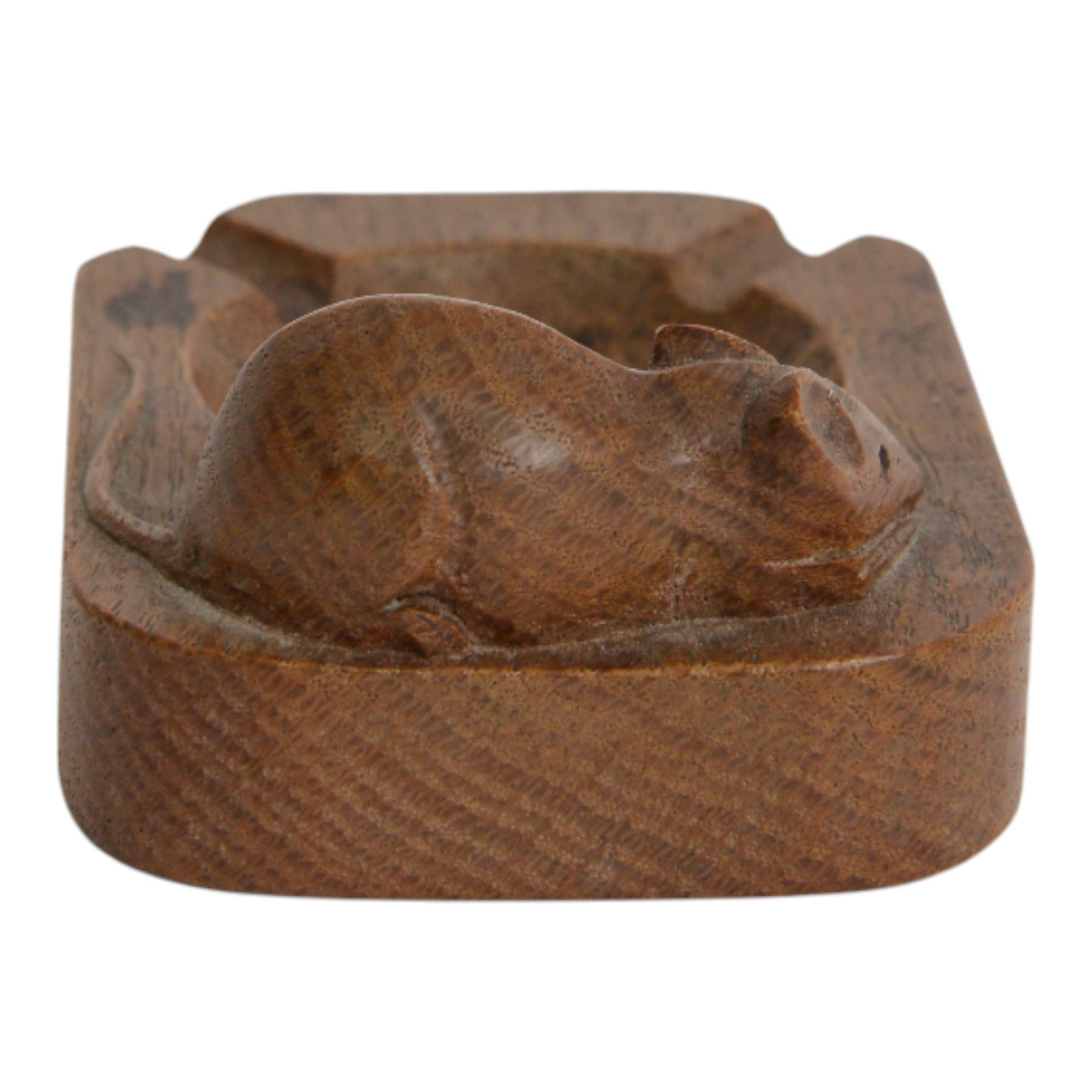 Mouseman - tooled oak ashtray, rectangular form with canted and rounded corners, carved with mouse signature, by the workshop of Robert Thompson, Kilburn, W10cm