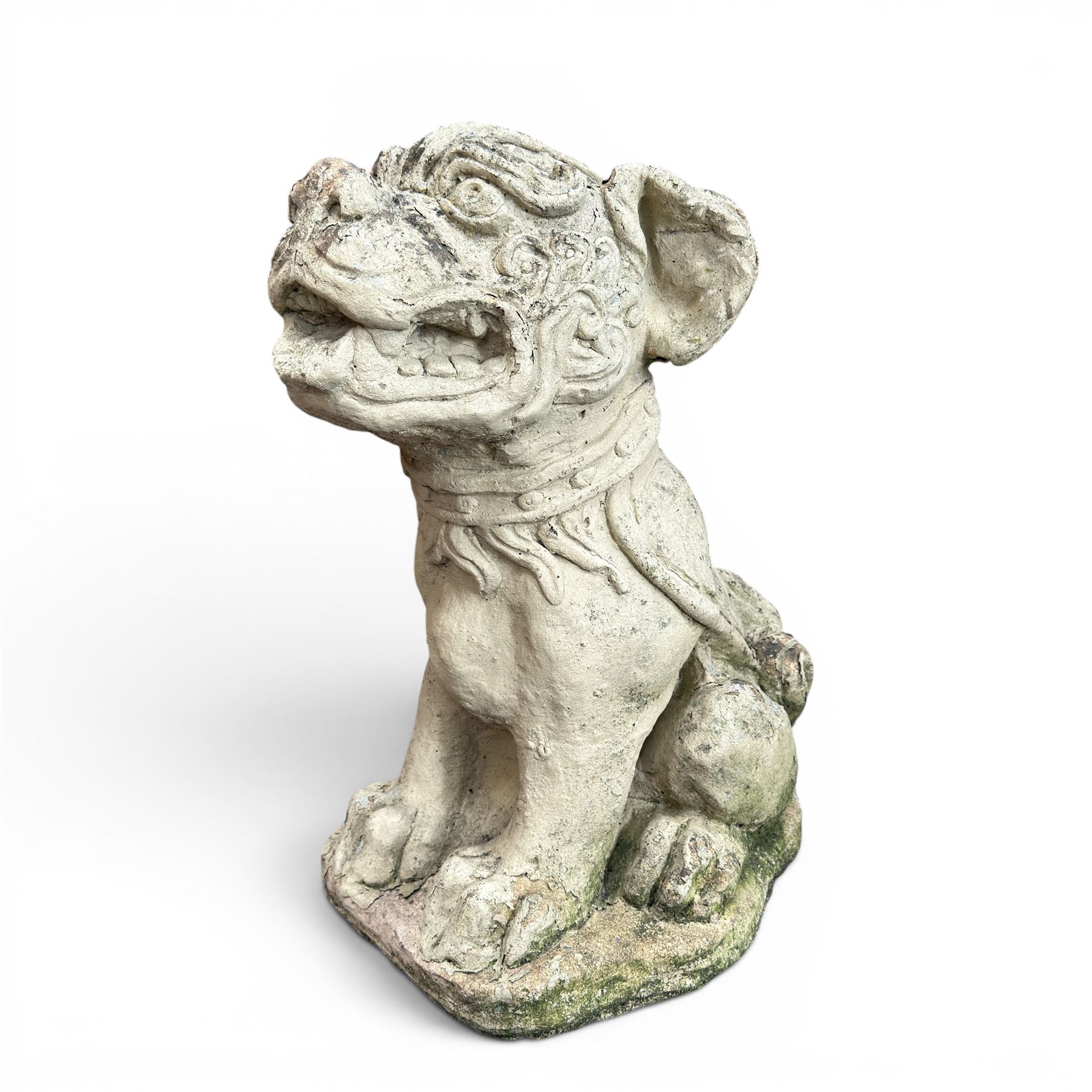 Pair of cast stone garden dogs of foo