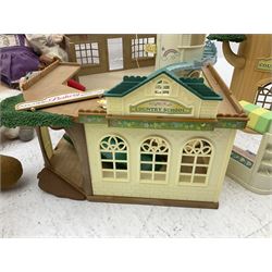 Quantity of stuffed toys and dolls to include Teddy Ruxpin, Cabbage Patch, Troll doll, and a quantity of plastic toys including Sylvanian Families Country School etc, in two boxes