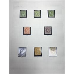 Falkland Islands, King Edward VII and later stamps, including 1904-12 values to one shilling unused, King George V 1912-20 values to five shillings unused etc, housed on pages