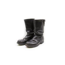 WWII German pair of black leather parade/jack boots with adjustable calf straps; both stamped Continental Nr 5 to sole