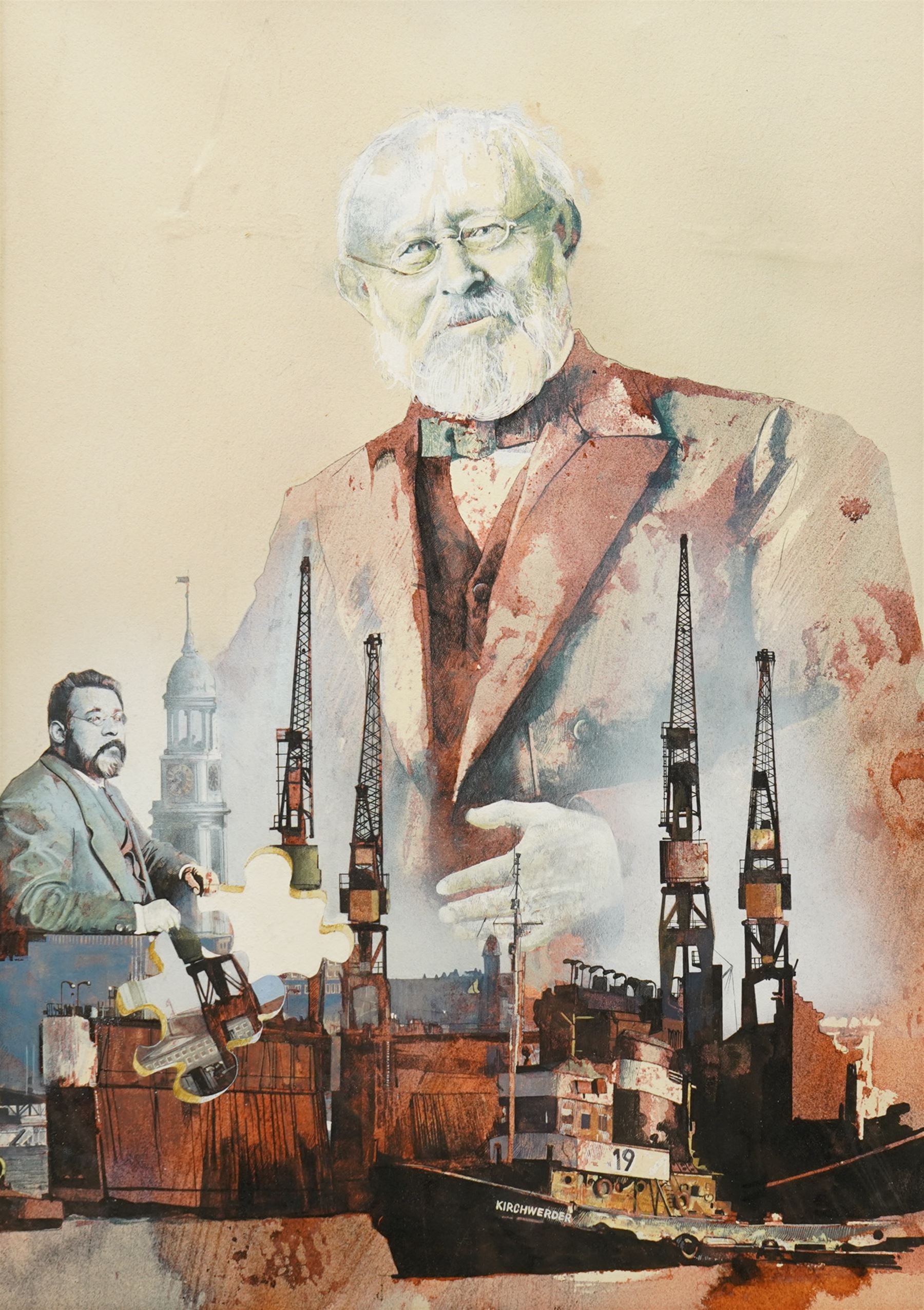 Neil Pinkett (British 1958-): Kirchwerder, gouache inscribed verso 34cm x 24cm (unframed)