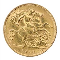 King George V 1913 gold half sovereign coin