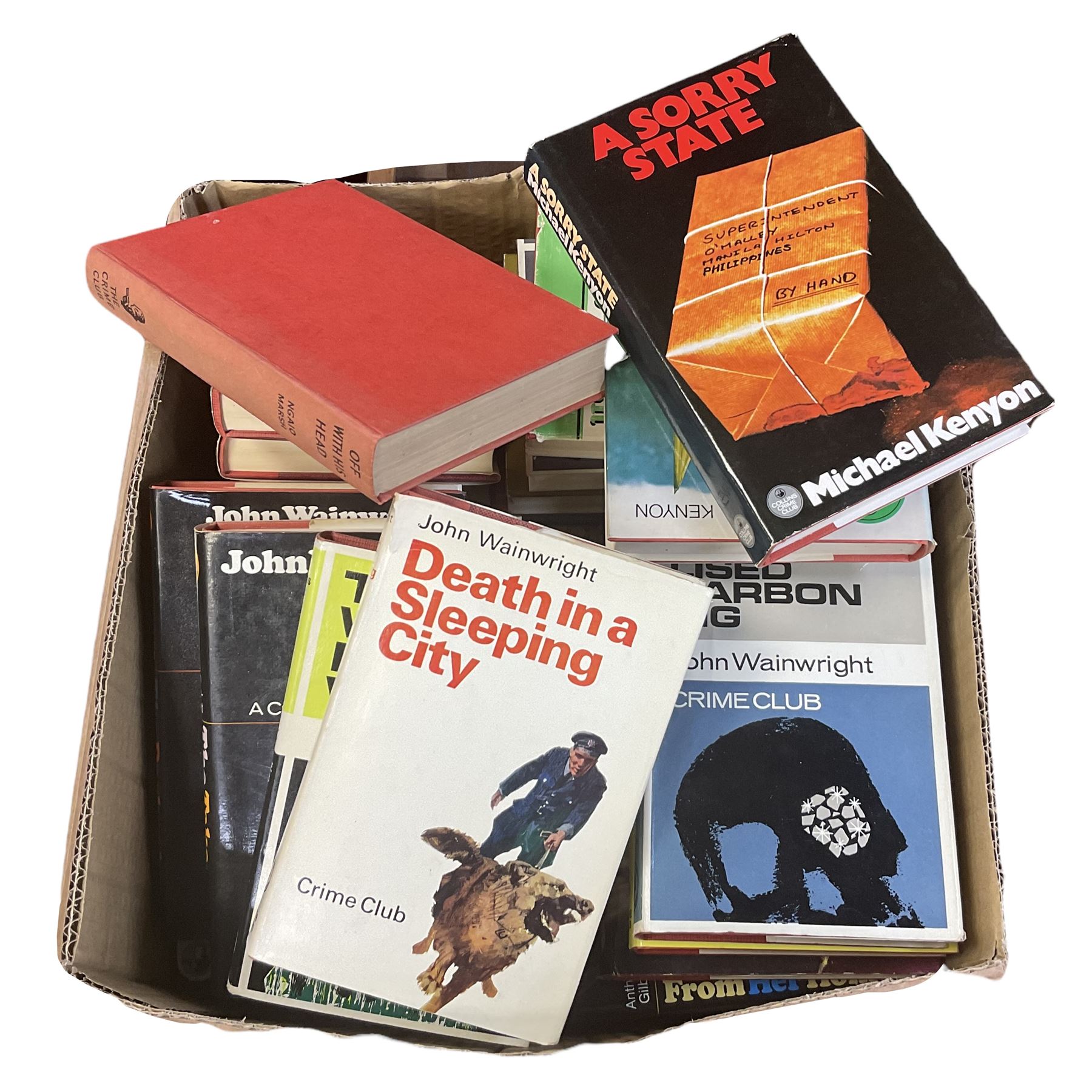Collection of First edition Collins Crime Club crime and detective fiction novels, authors including Francis Ryck; Loaded gun, Woman Hunt, Account Rendered, etc, M.G.Eberhart; Call after Midnight, Murder in Waiting and Two Little Rich Girls, Brown Meggs; The Matter of Paradise and Saturday Games, Lionel Black; Ransom for a Nude, The life and death of Peter Wade, etc, Antony Gilbert; Tenant for the Tomb, Death Wears a Mask etc, John Wainwright; Evil Intent, Talent for Murder, Web of Silence and other authors (approx 50)