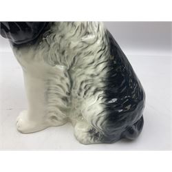 Sylvac fire-side figure of a black and white glazed spaniel dog No.1462 H28cm