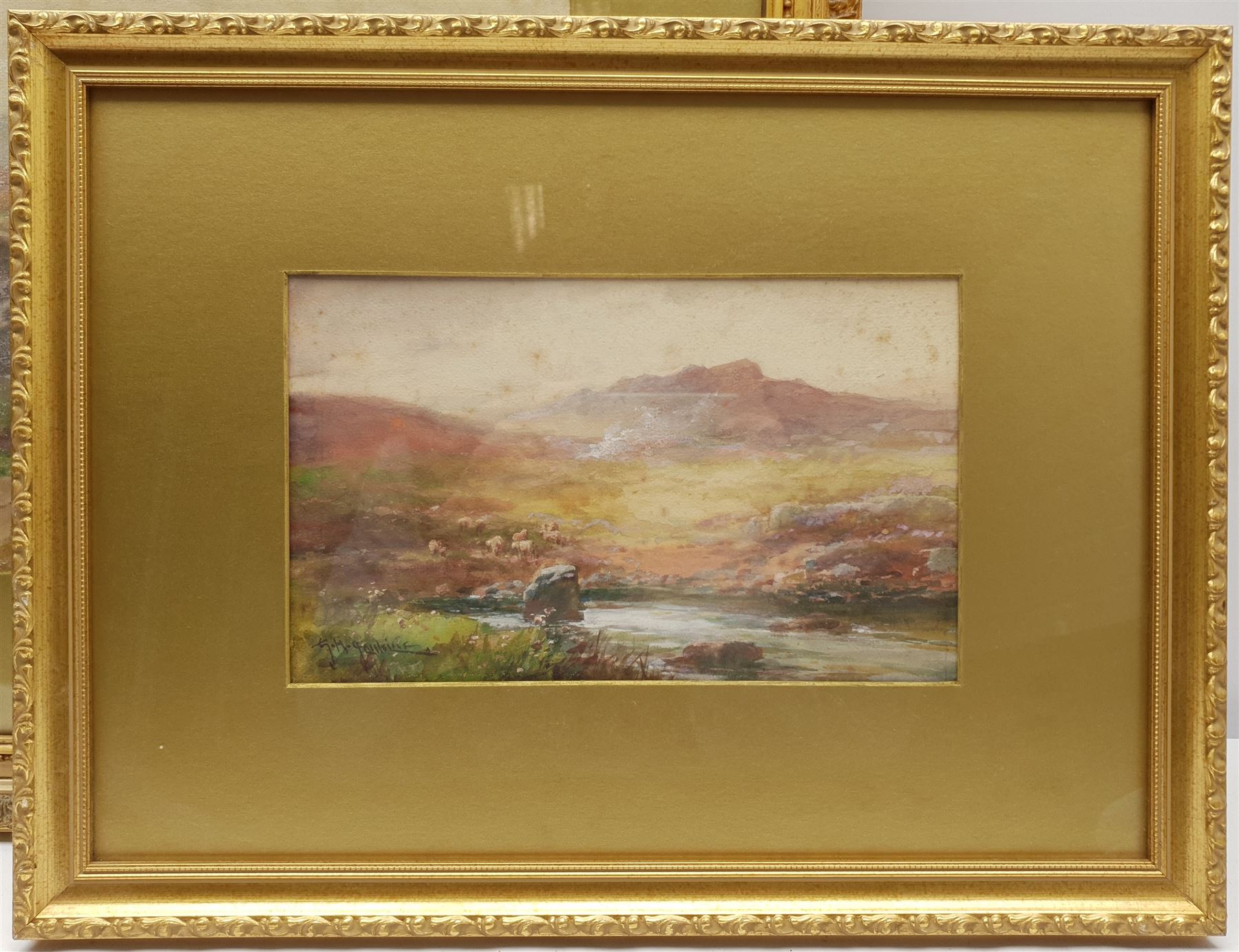 George Brooks Percy Lillington (British 1850-1932): Stone Bridge Dartmoor, watercolour signed 30cm x 50cm; George Henry Jenkins (British 1838-1914): Sheep on Dartmoor, watercolour signed 17cm x 28cm (2)